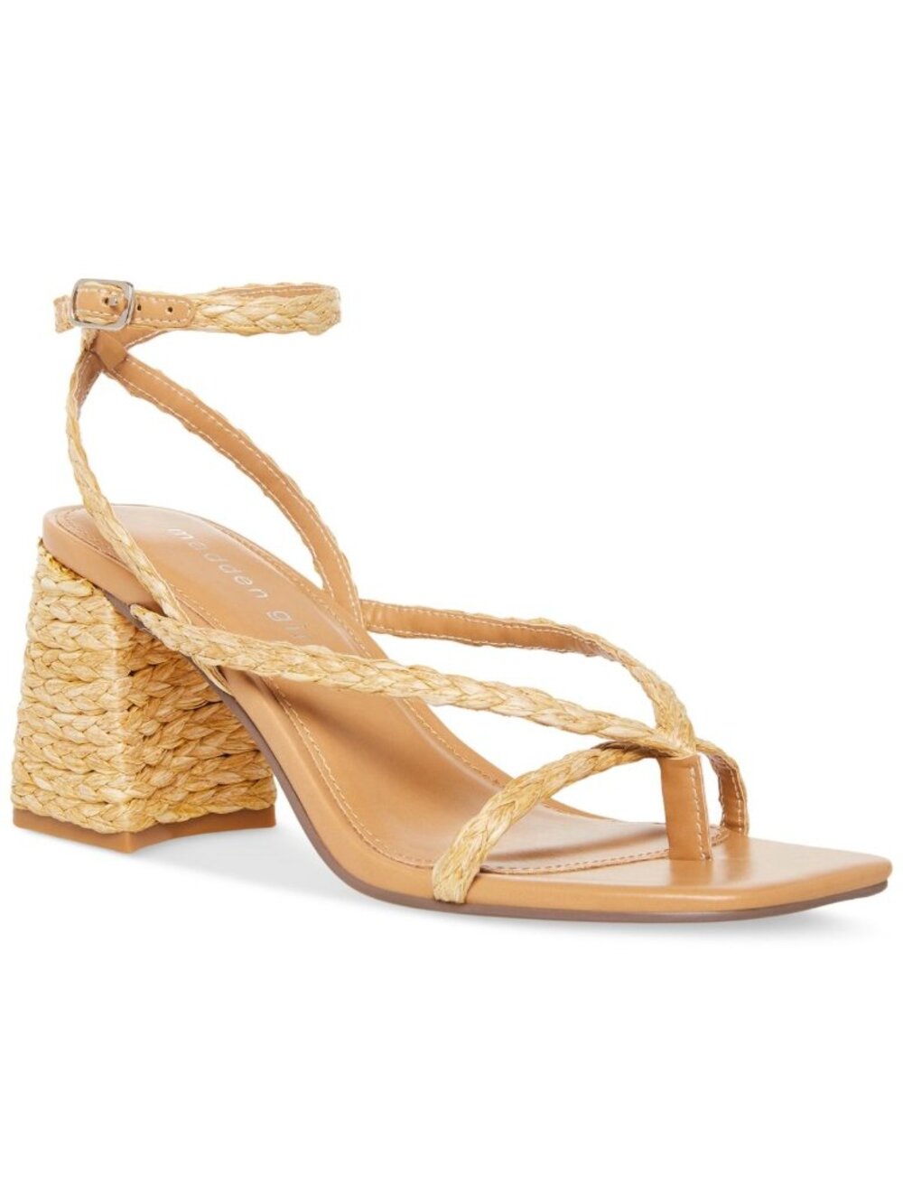 Madden Girl Womens Marrvel Raffia Strappy Ankle Strap Sandal Natural Size 10 NWB